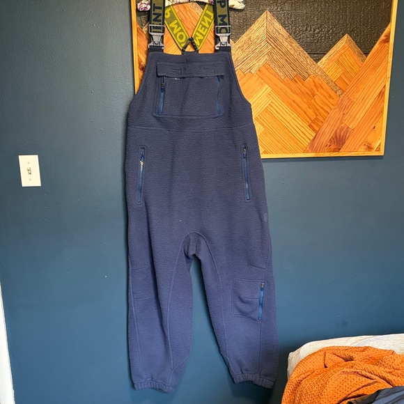 Free People Hit the Slopes Salopette Fleece Sherpa Overalls Blue Large - Picture 5 of 11